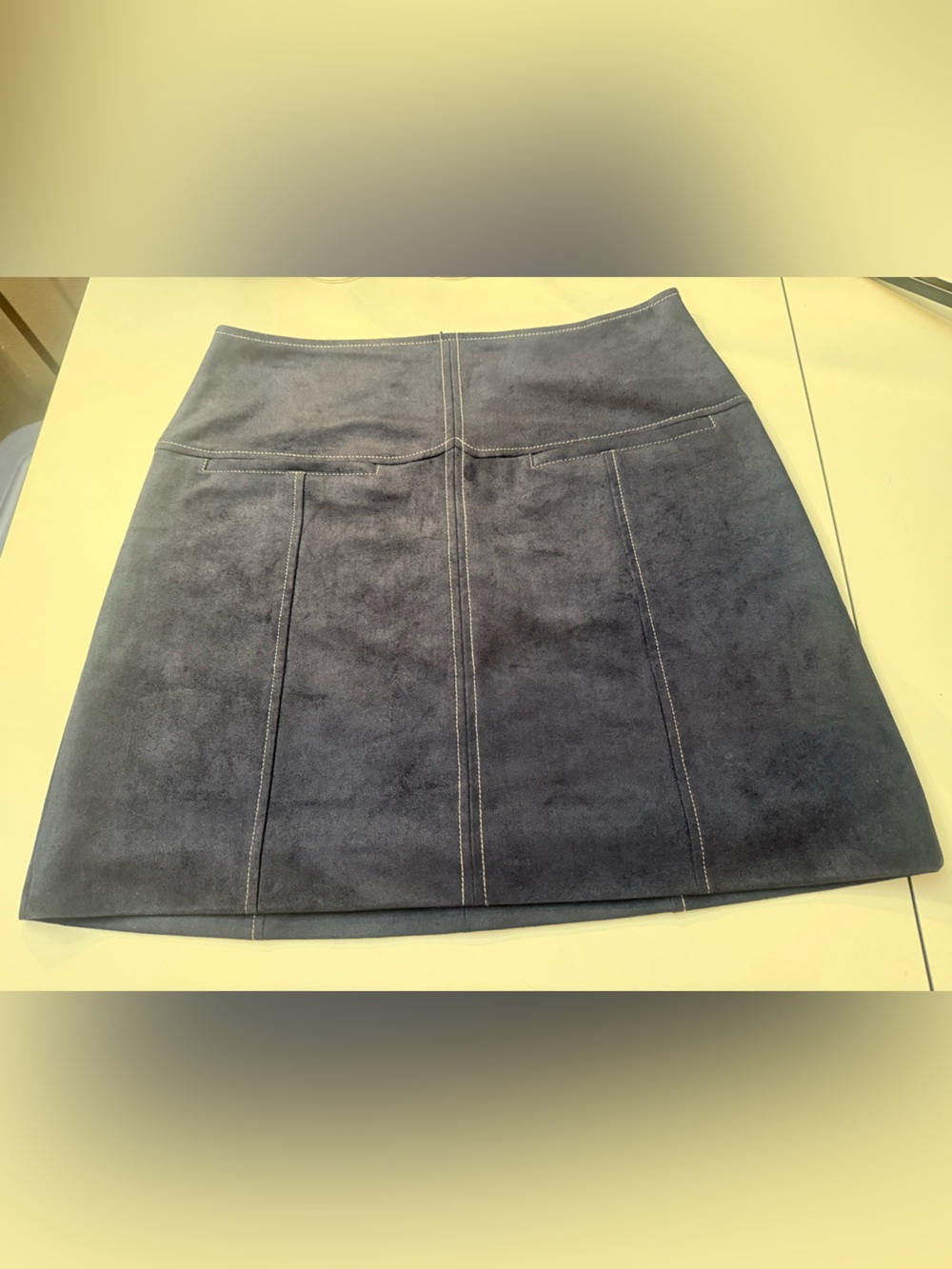 BCBGMaxazria Classic Suede Style A-Line Skirt - Dark Blue